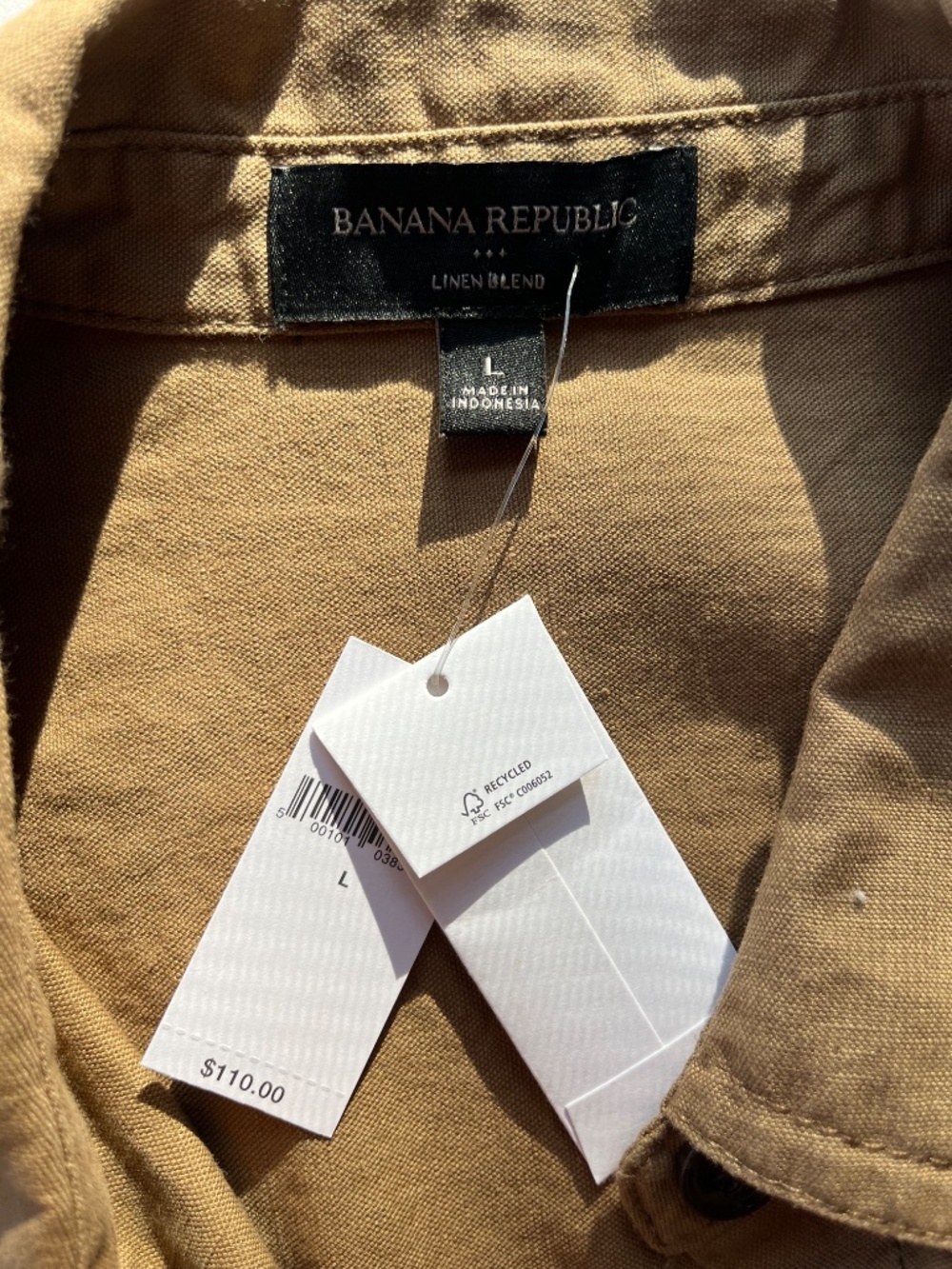Banana Republic cotton +linen Sleeveless Dress in khaki, button-front size Large - Picture 5 of 14